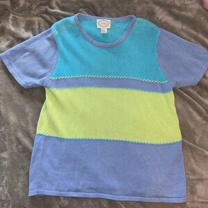 Colorful Striped Short Sleeve Knit Top